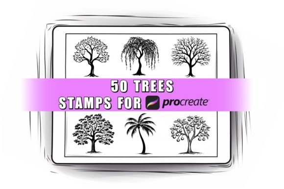Download 50 Trees Procreate Stamps Brushes - Stamp Collection