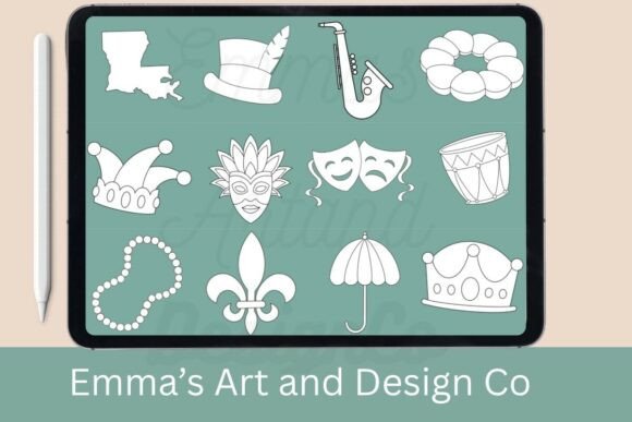 Download Mardi Gras Procreate Stamp Brush Set - Stamp Collection