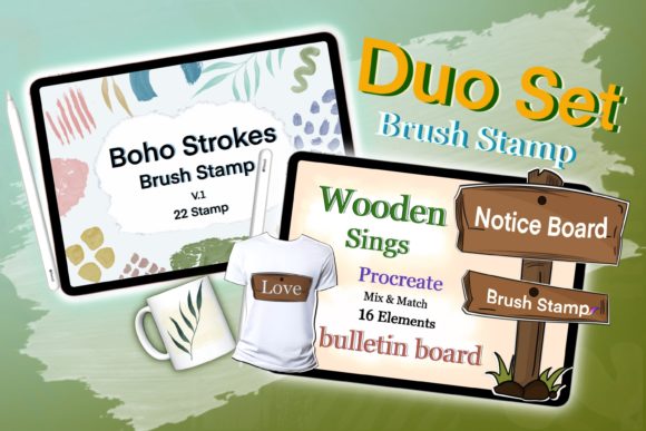 Download Procreate Brushes Wooden Strokes Stamps - Stamp Collection