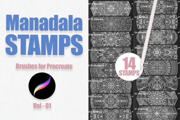 Download Procreate Brushes. Mandala Stamps Vol-01 - Stamp Collection
