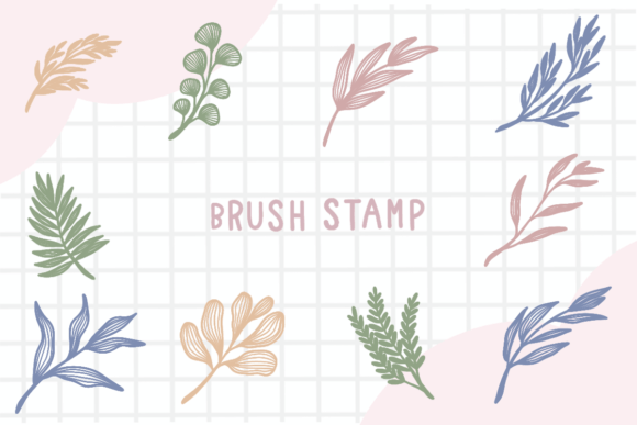 Download Line Art Leaf Brush Stamp Procreate - Stamp Collection