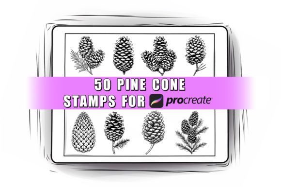 Download 50 Pine Cone Procreate Stamps Brushes - Stamp Collection