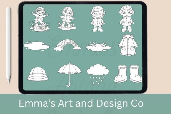 Download Spring Rain Kids Procreate Stamp Brushes - Stamp Collection