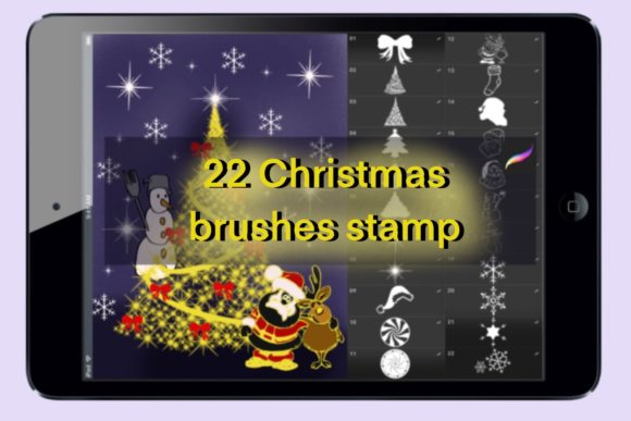 Download 22 Brushes of Christmas Stamps for Procreate Set - Stamp Collection