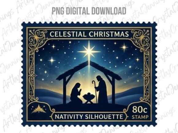 Download Celestial Nativity Christmas Stamp PNG - Stamp Collection