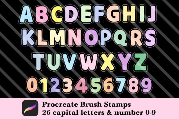 Download Alphabet &amp; Number Brush Stamp Procreate - Stamp Collection