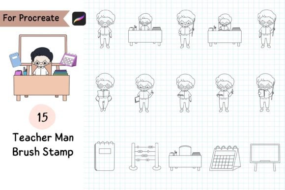 Download Procreate Brush Stamp Teacher Man - Stamp Collection