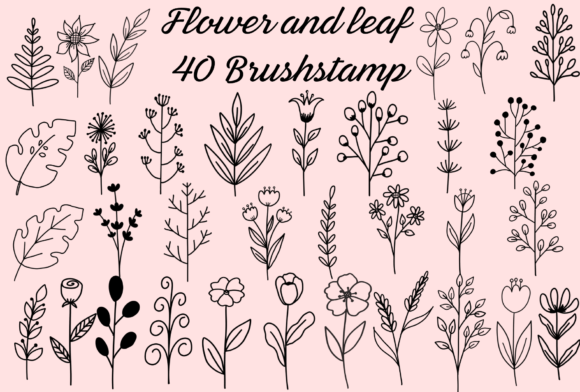 Download Flower and Leaf Brush Stamp - Stamp Collection