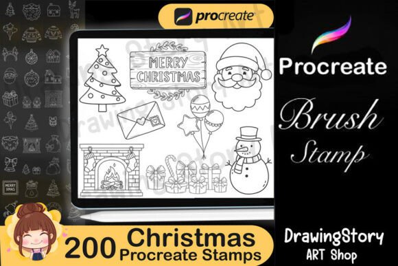 Download 200 Procreate Christmas Stamps - Stamp Collection