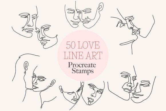 Download 50 Line Art Couple Procreate Stamps - Stamp Collection