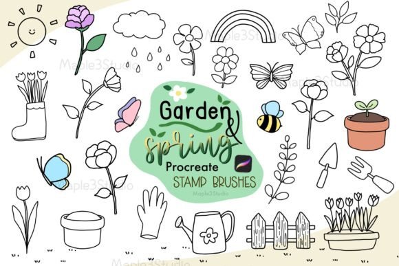 Download Garden &amp; Spring Procreate Stamp Brushes - Stamp Collection