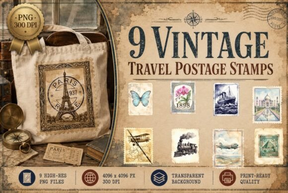 Download Vintage Postage Stamp Clipart Ephemera - Stamp Collection