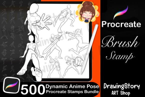 Download 500 Dynamic Anime Pose Stamps - Stamp Collection