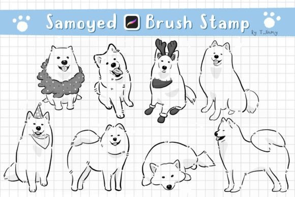 Download Samoyed Brush Stamp - Stamp Collection