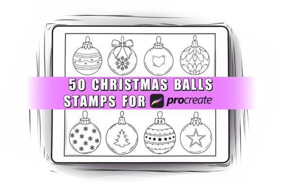Download 50 Christmas Balls Procreate Stamps Brus - Stamp Collection