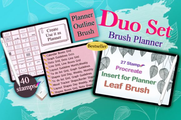 Download Procreate Planner DesignLeaf Brush Stamp - Stamp Collection