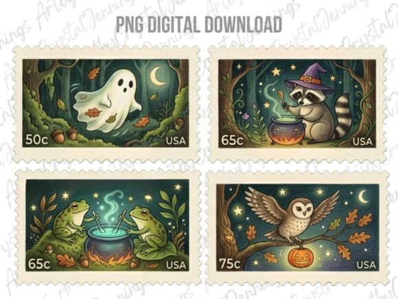 Download Halloween Vintage Postage Stamp PNG - Stamp Collection