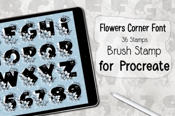Download Flowers Corner Font‪ ‪Procreate Stamp‬‬ - Stamp Collection