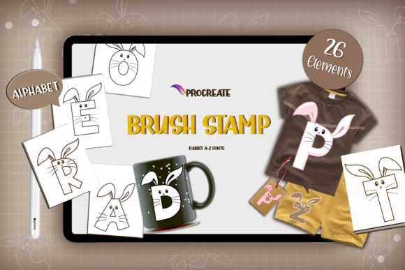 Download Procreate Brushes Stamp Alphabet Rabbit - Stamp Collection