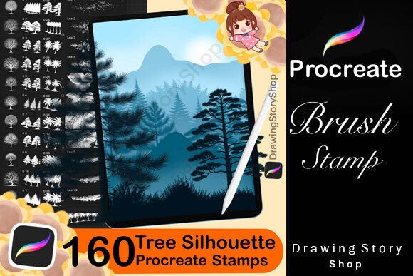 Download 160 Procreate Tree Silhouette Stamps - Stamp Collection