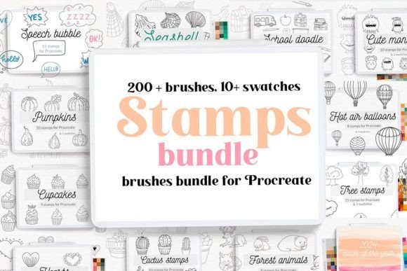 Download Procreate Stamps Brushes Bundle - Stamp Collection