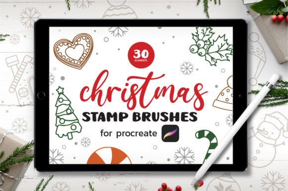 Download 30 Christmas Procreate Stamp Brushes - Stamp Collection