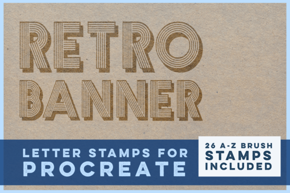 Download Retro Banner Letter Stamp Brushes - Stamp Collection