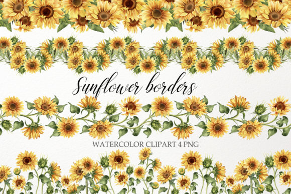 Download Sunflower Border Clipart. Watercolor PNG - Sunflower Collection