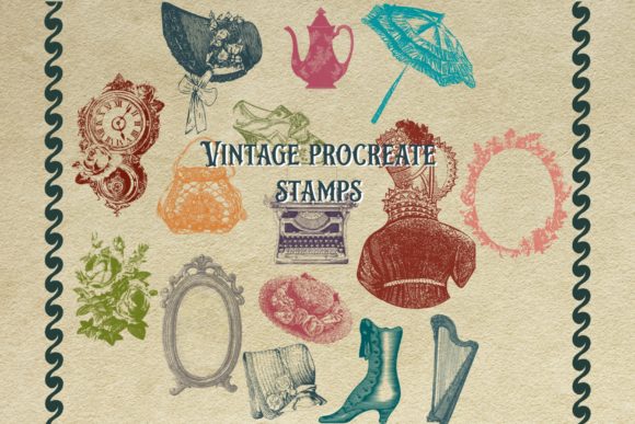 Download 15 Vintage Procreate Brush Stamps - Stamp Collection