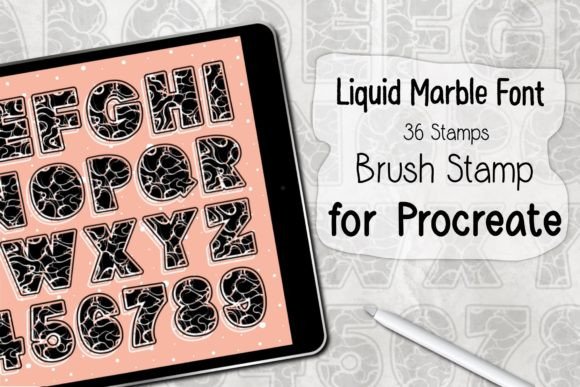Download Liquid Marble Font ‪Procreate Stamp‬ - Stamp Collection