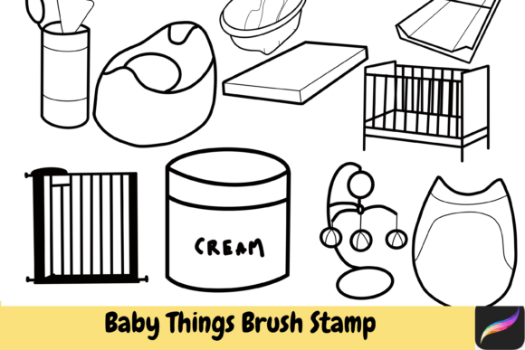 Download Baby Things Brush Stamps Procreate IPAD - Stamp Collection