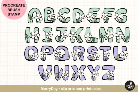 Download ABC Procreate Brush Stamp Flower Design - Stamp Collection
