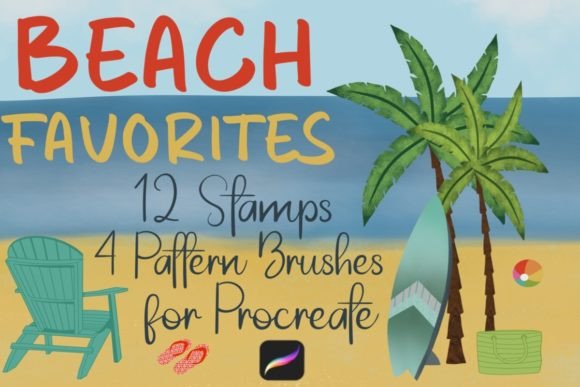 Download Beach Favorites Stamps for Procreate - Stamp Collection