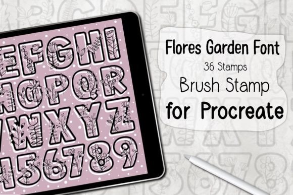Download Flores Garden Font ‪Procreate Stamp‬ - Stamp Collection