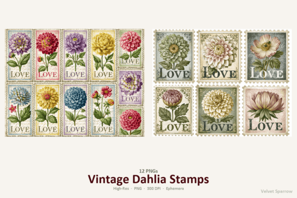 Download Vintage Dahlia Stamps - Stamp Collection
