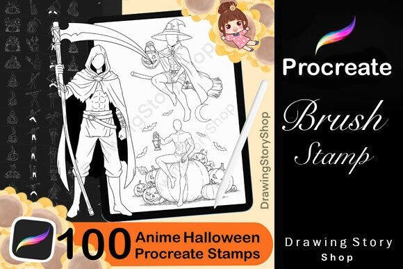 Download 100 Procreate Halloween Male Pose Stamps - Stamp Collection