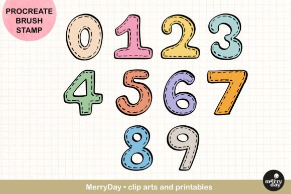 Download Procreate Brush Stamp of 0-9 Numbers - Stamp Collection