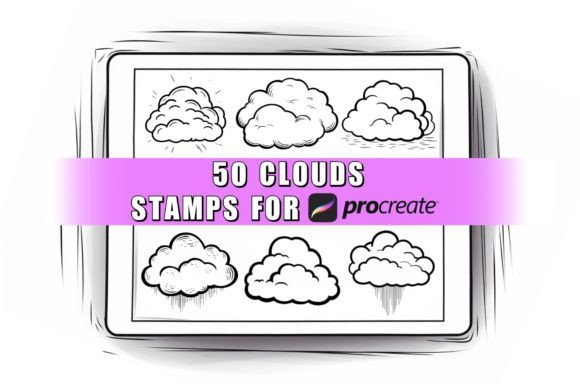 Download 50 Clouds Procreate Stamps Brushes - Stamp Collection