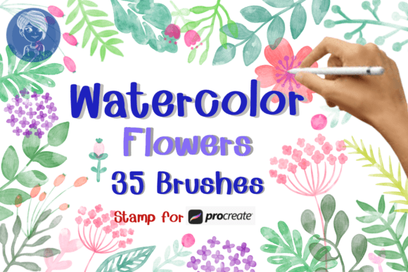 Download Watercolor Flowers Brush Stamp Procreate - Stamp Collection