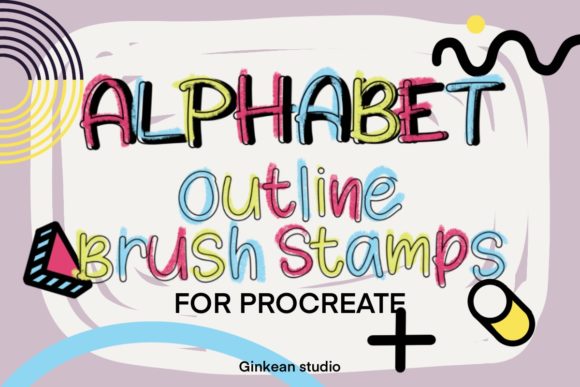 Download Alphabet Procreate Outline Brush Stamp - Stamp Collection