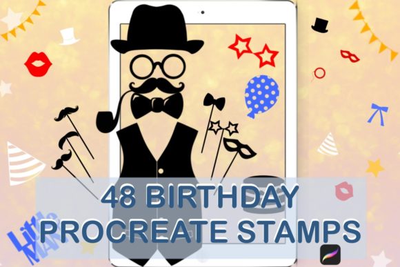 Download Birthday Stamps Brushes  for Procreate - Stamp Collection