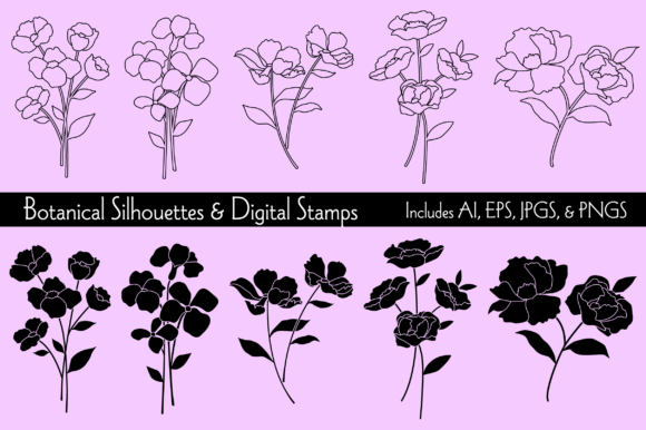 Download Botanical Silhouettes &amp; Digital Stamps - Stamp Collection