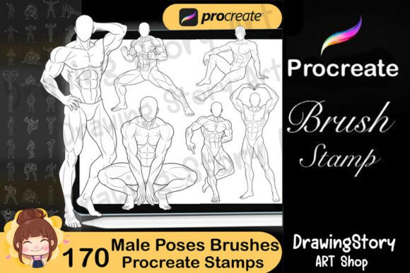 Download 170 Procreate Body Poses Stamps - Stamp Collection