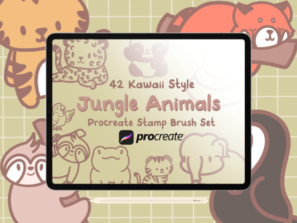 Download Jungle Animals Procreate Stamp Brush Set - Stamp Collection
