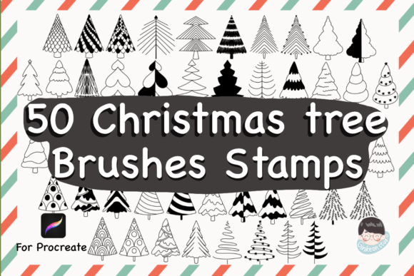 Download 50 Christmas Tree Procreate Brush Stamps - Stamp Collection