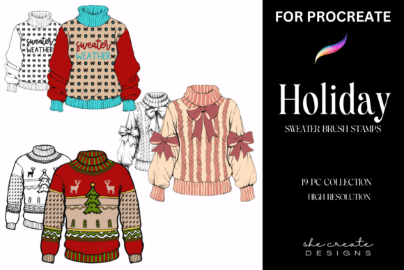 Download Procreate Holiday Sweater Stamp Brush - Stamp Collection