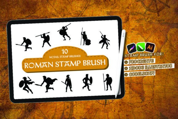 Download Roman Sldier Stamp Procreate, Corel, Ai - Stamp Collection