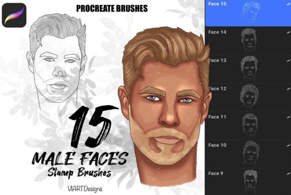 Download Male Faces Stamps for Procreate - Stamp Collection