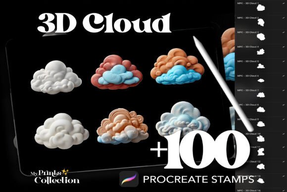 Download 100+ Procreate 3D Cloud Stamps - Stamp Collection