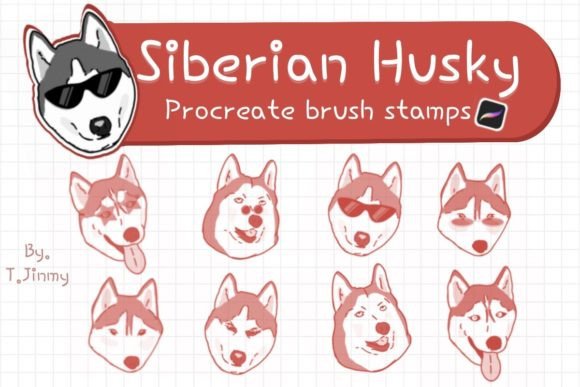 Download Procreate Siberian Husky Brush Stamps - Stamp Collection